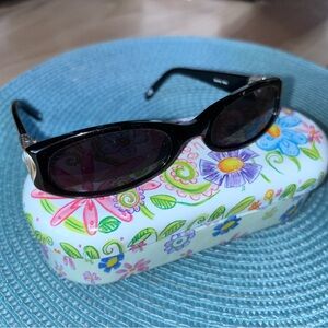 Vintage Brighton Womens Sparkling Heart Cat Eye Sunglasses A10203-135 W/Case